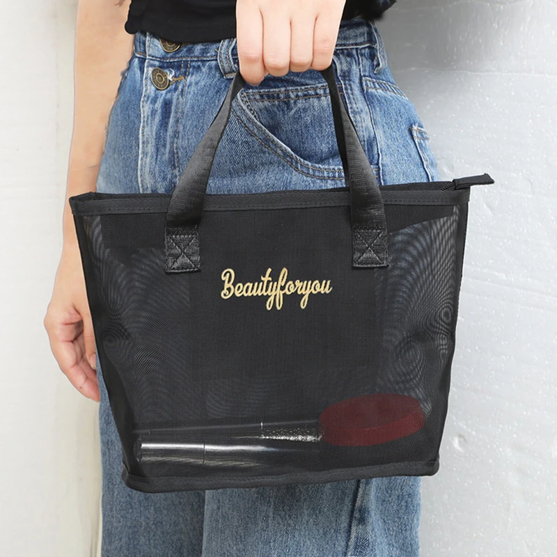 

Black Travel Cosmetic Bag Women Zipper Makeup Case Organizer Storage Pouch Toiletry Beauty Bags