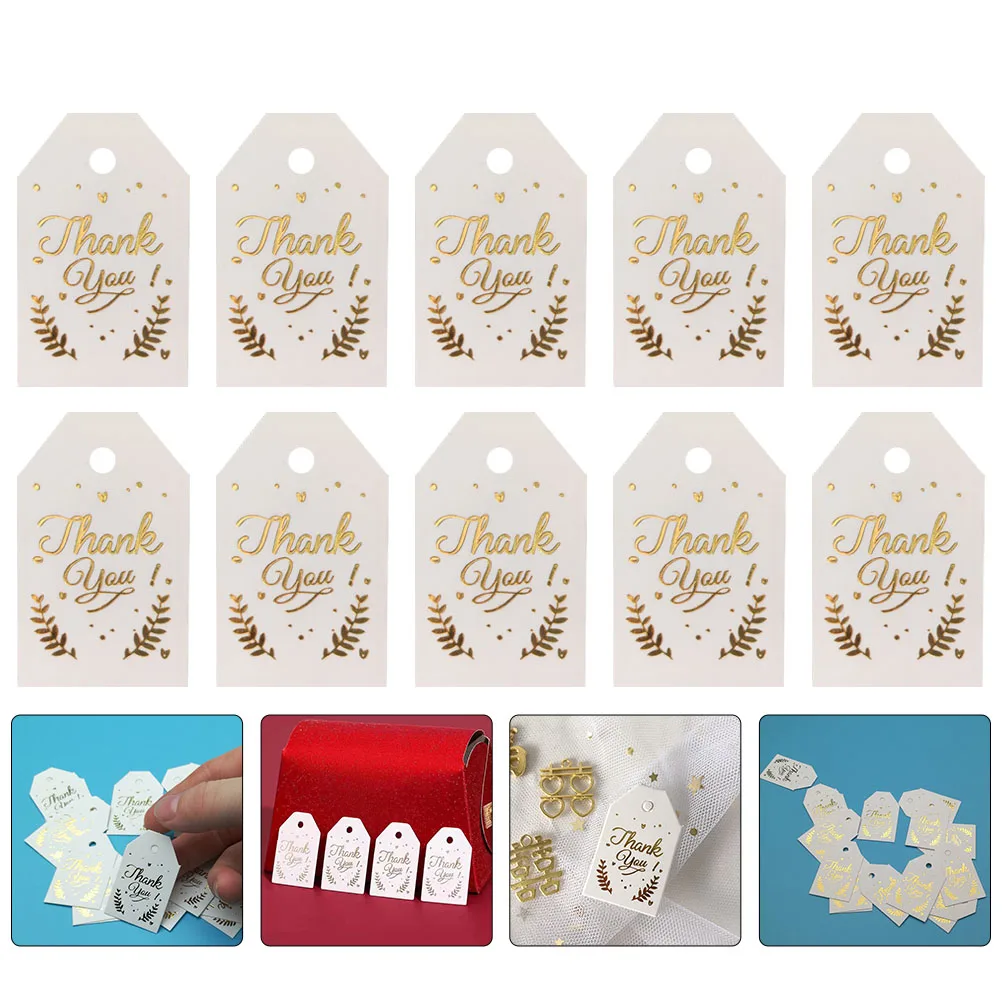 

100pcs Thank You Hanging Tags Decorative Paper Labels For Gift Boxes Candy Wrapping Biscuits Soap Packaging Decorate Thick
