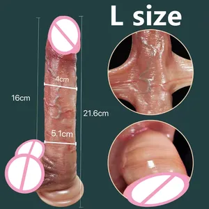 Realistis Dildo untuk Wanita Kulit Geser Kulup Testis Dildo Anal Vagina Stimulasi Tali Pada Penis Besar Mainan Seks untuk Wanita 6 dildo kulup penjualan terbaik - №