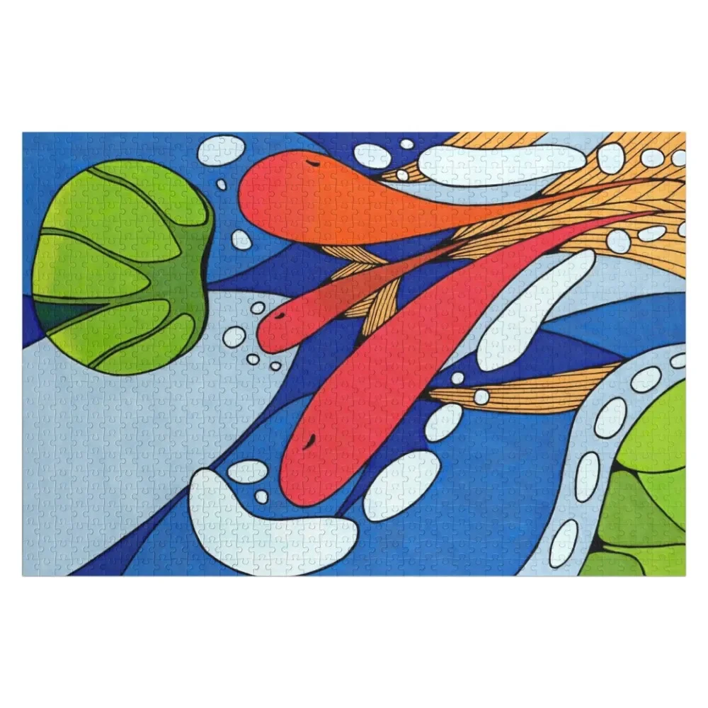 Koi in Pond Jigsaw Puzzle Custom Jigsaw Woods For Adults Puzzle