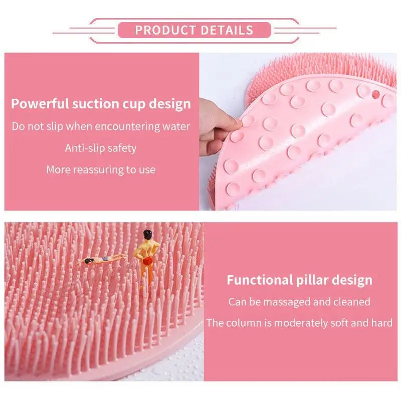 Wall Mounted Foot Scrubber Mat for Shower Non Slip Exfoliating Back Washer Bath Pad for Comfortable Bathing Experience