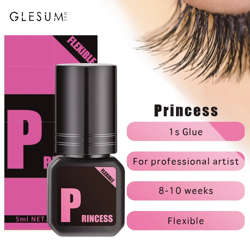 Glesum Eyelash Glue Clear Princess 1s Dry Oil And Water Resistant Retention Time 7-9 Weeks Soft Eyelash Adhesive Free Shipping