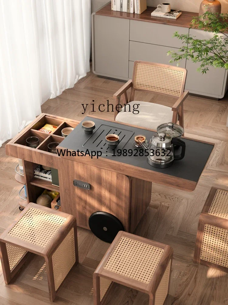 

BB Movable side rock slab living room sofa tea cabinet storage solid wood coffee table side cabinet