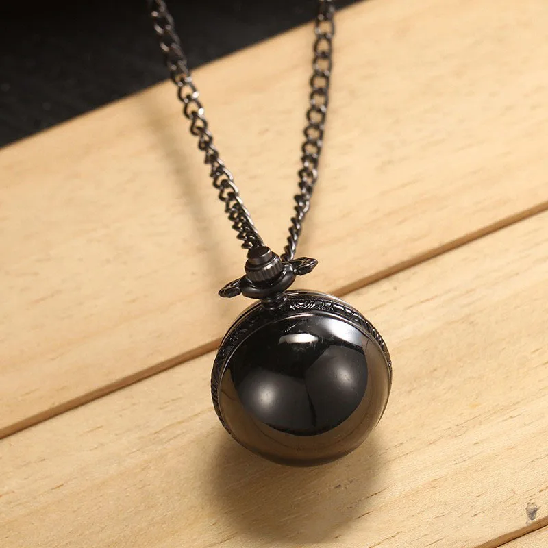 New Spherical Shape Style Antique Vintage Quartz Pocket Watch Round Case Pendant Necklace Chain Exquisite Clock For Men