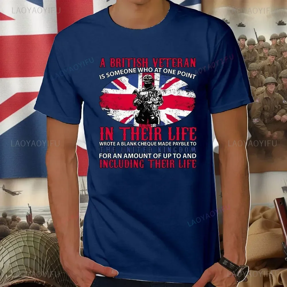 British Veteran TShirt D-Day T-shirt UK Flag Tshirt Remembrance Day T Shirt Unisex Summer Short-sleeved Cotton Shirt Tops