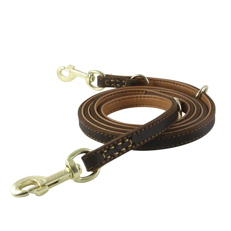 High-grade Thickened Soft Pet Leash, Genuine Leather Can Be Long Or Short, Large Dog Walking Leash