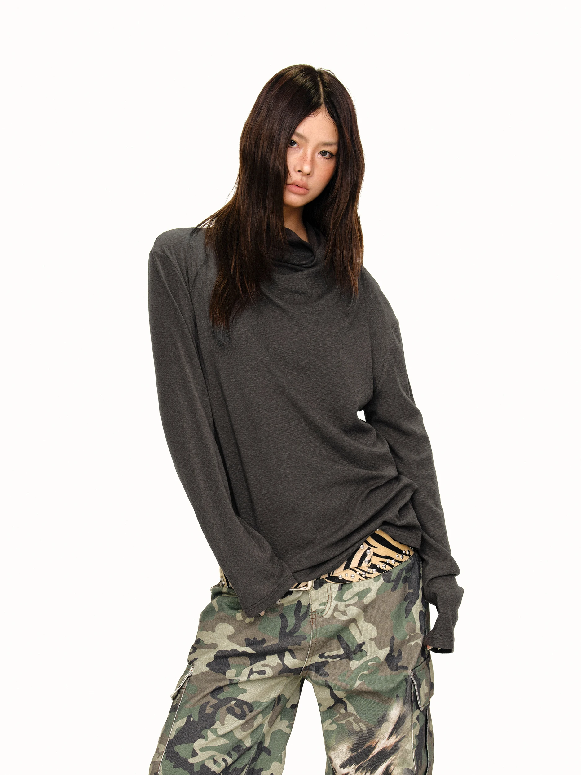 Black Street Style Long Sleeve T-Shirt Women Slim Fit Casual Crew Neck Top Soft Comfortable Cotton Polyester Spandex Blend