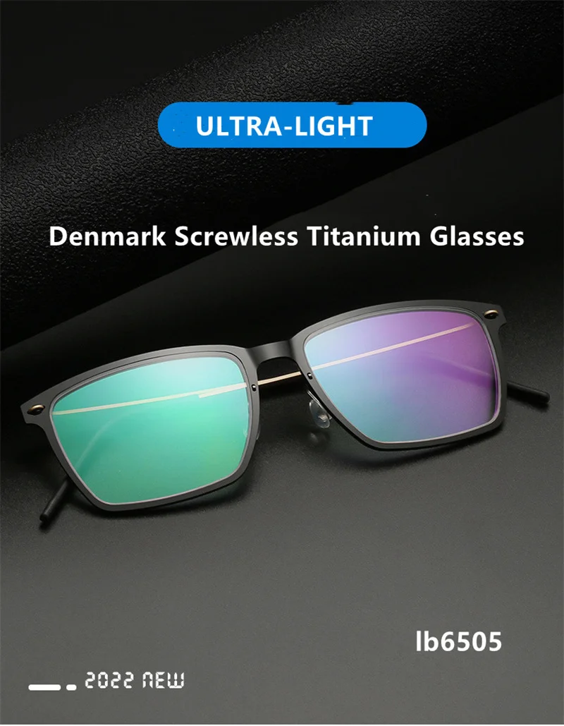 

Denmark Screwless 6505 Titanium Men Lightweight Glasses Frame Blue LIght Myopia Prescription oculos de Eyewear Gafas 안경테 Frame