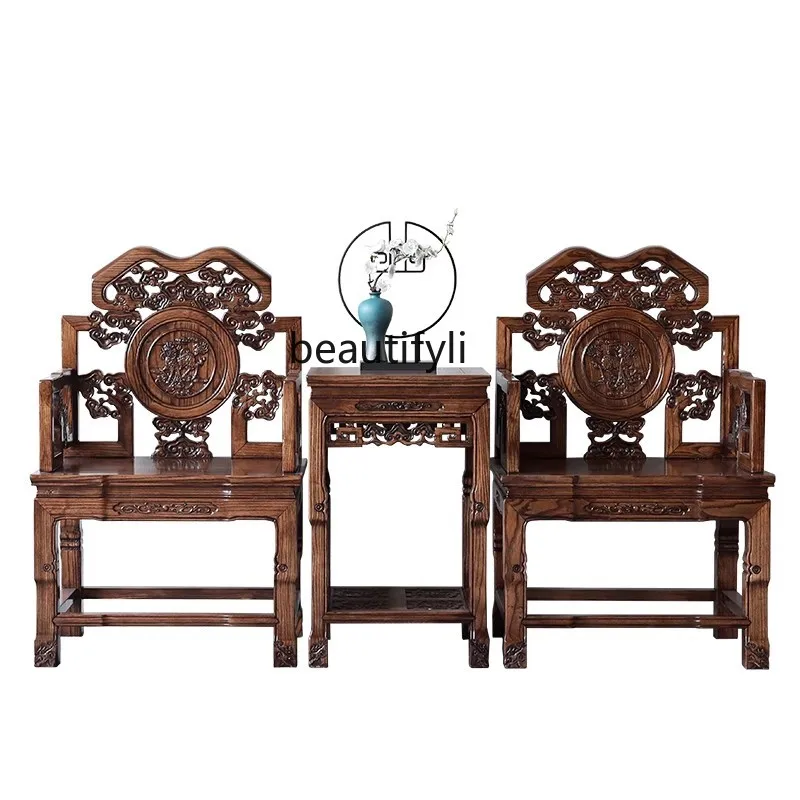 Three-piece furniture elm Chinese coffee table chair