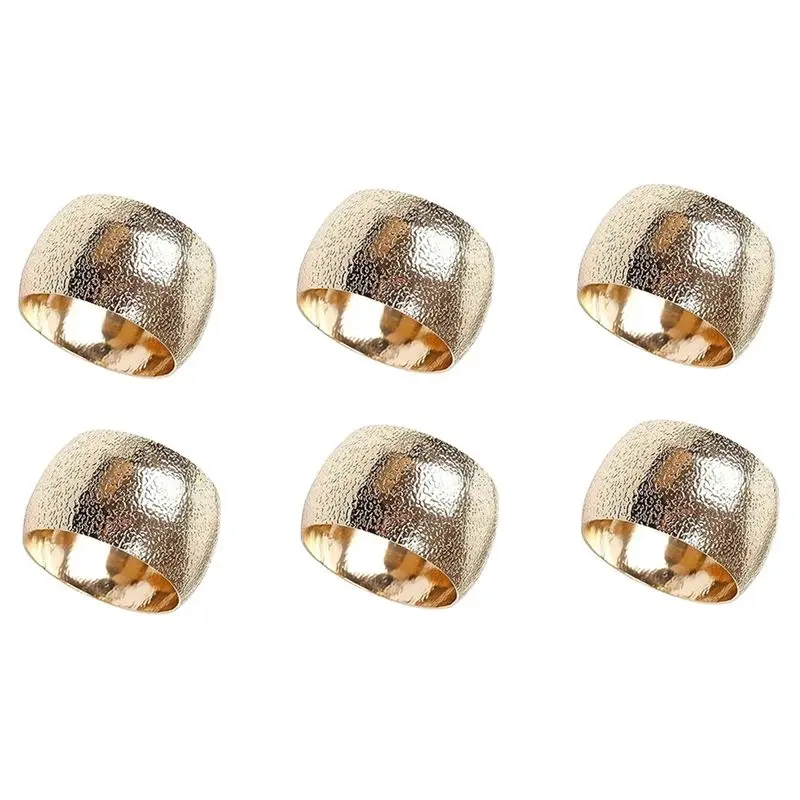 6Pcs Gold Metal Napkin Rings, Elegant Wedding Napkin Holder Rings, Perfect for Table Decor Celebrations Parties &LICG