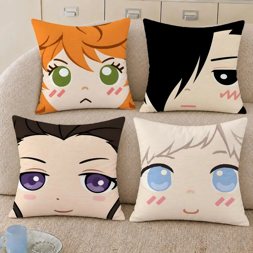 Anime Promised Neverland Emma Cushion Cover Decorative Pillowcase Soft Short Plush Cozy Durable Sofa Home Decor Items Gift