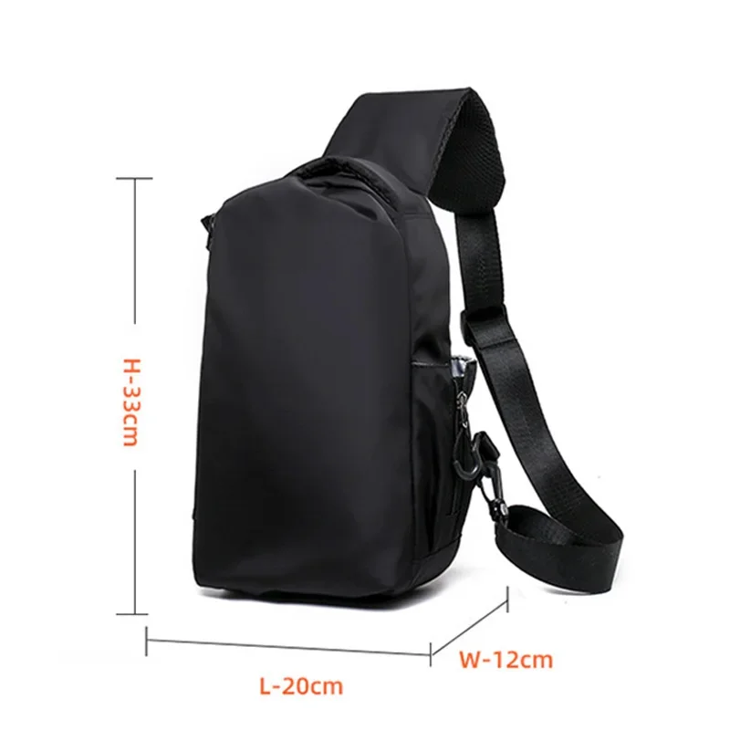 Man Shoulder Chest Bag Waterproof Oxford Crossbody Bags Anti-theft USB Shoulder Sling Bag Short Travel Messenger Chest Pack Male