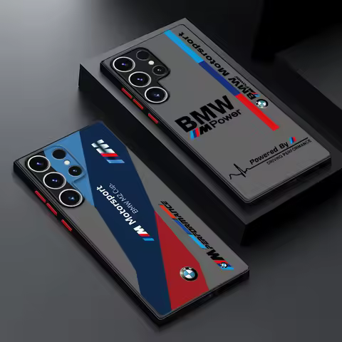 B-M-W Luxury Car Brand Black Edge Shell Case for Samsung Galaxy S21 5G S20 FE S22 Plus S9 Plus S24 Ultra S10+ S23 S25 Ultra S21