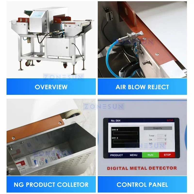 ZONESUN ZS-PFSL1 Automatic Powder Filling Machine For Auger Tea Powder Spice Chili Milk Packing Screw Conveyor Metal Detector