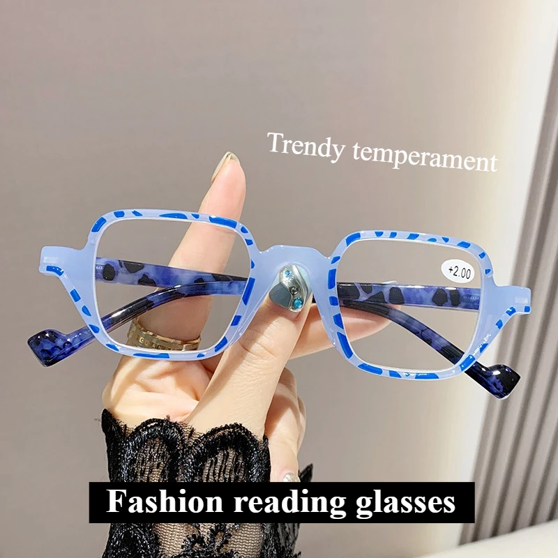 Modische Anti-Blaulicht-Lesebrille, bedrucktes Brillengestell für Damen, personalisierte Vollformat-Lesebrille