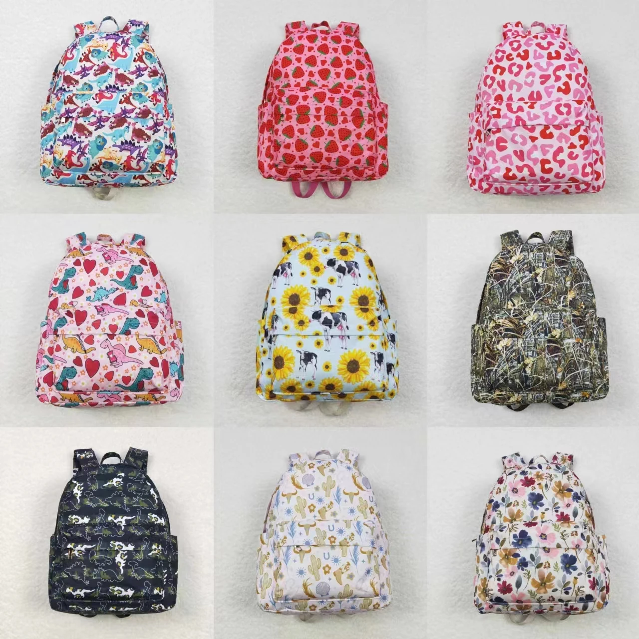 Wholesale Toddler Outdoor Dinosaurs Floral Cow Print Portable Kids School Bag Children Baby Boy Girl Backpack Boutique Daypack