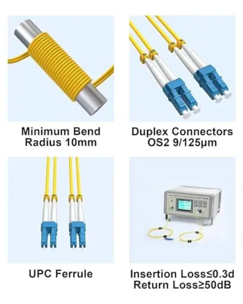 VANDESAIL LC to LC Single Modecable fibra optica ,OS2 Fiber Cable Patch Cord 1G/10GB SMF Duplex  Optical Communication Equipment