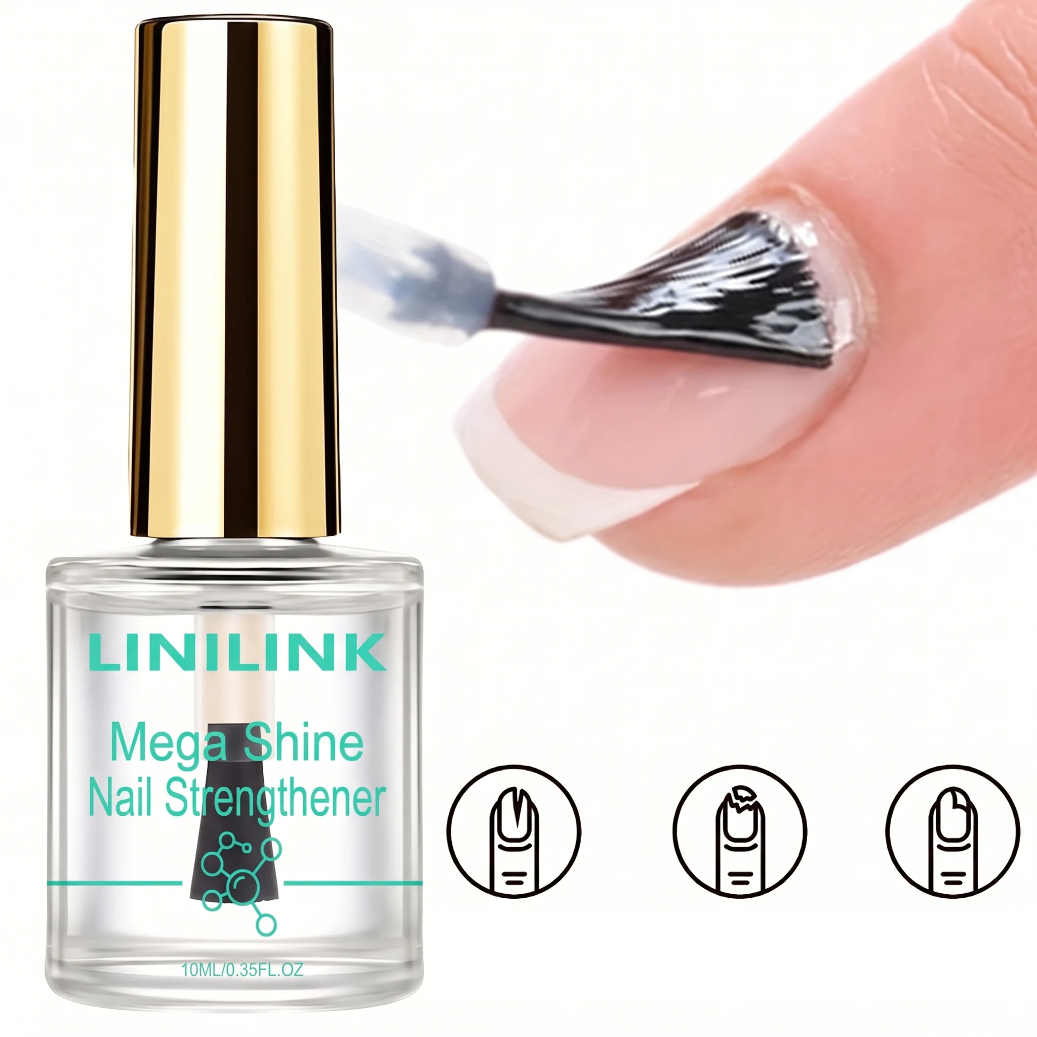 2-in-1 Nail Gloss: Strengthens, Toughens, Anti-Break, Protects Color, Fortifies Weak Nails, Daily Care, for Pros.
