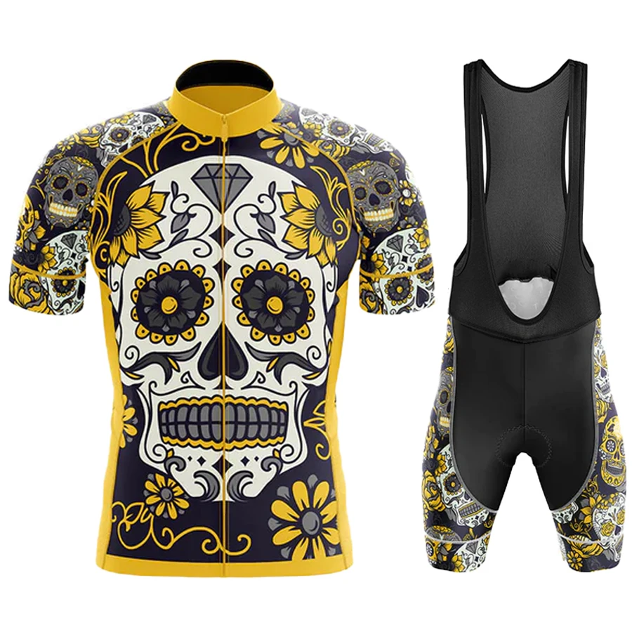 Bike Jersey Men Men\'s Cycling Pants With Gel Mtb Skull Sports Set Bicycle Jerseys Clothing Man Summer Clothes 2023 For Bib Short