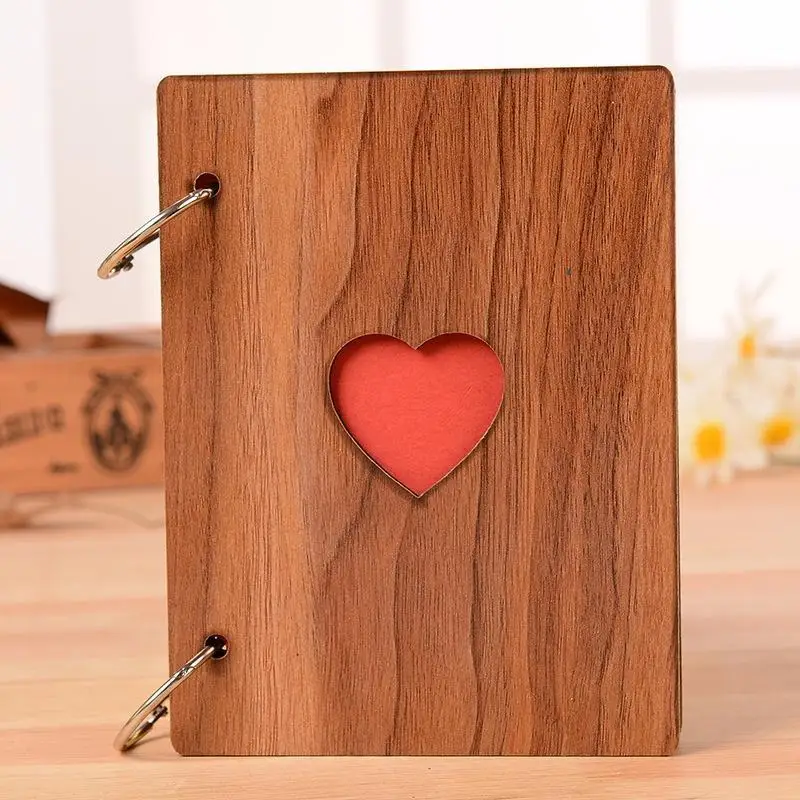 1Pc Wooden Wedding Photo Album Love Manual Loose Leaf Pasted Baby Lovers Photo Album