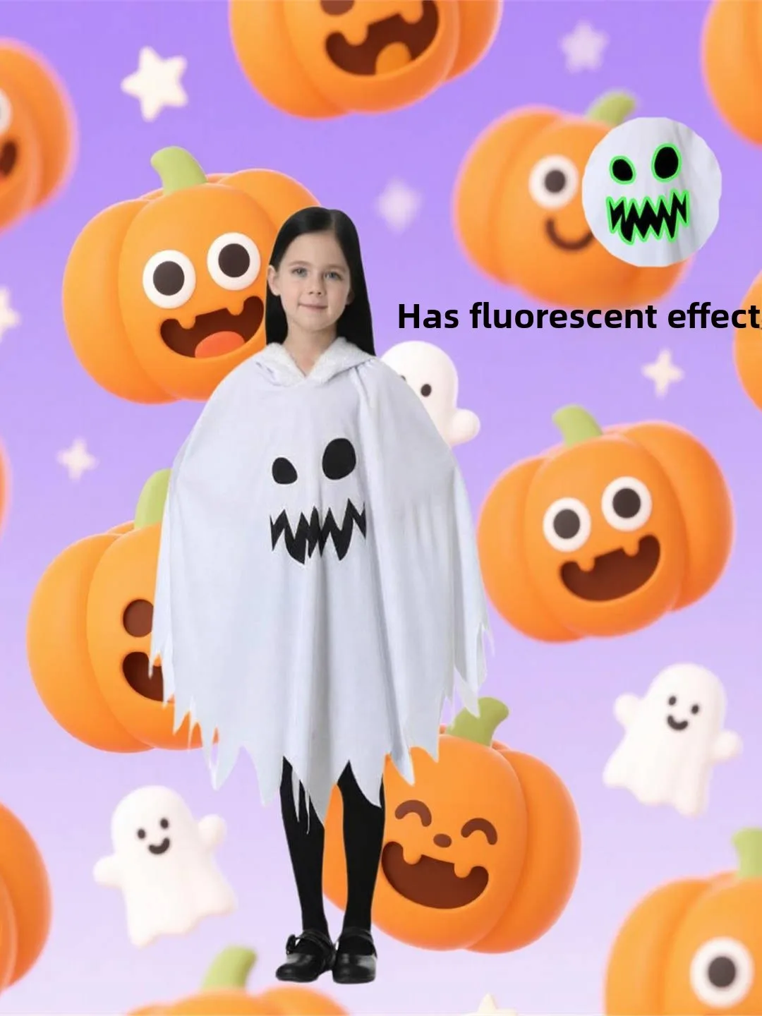 

Children's loween Cosplay Costume Glowing Nightlight Ghost Face Robe Par Performance Outfit Bla And White Ghost