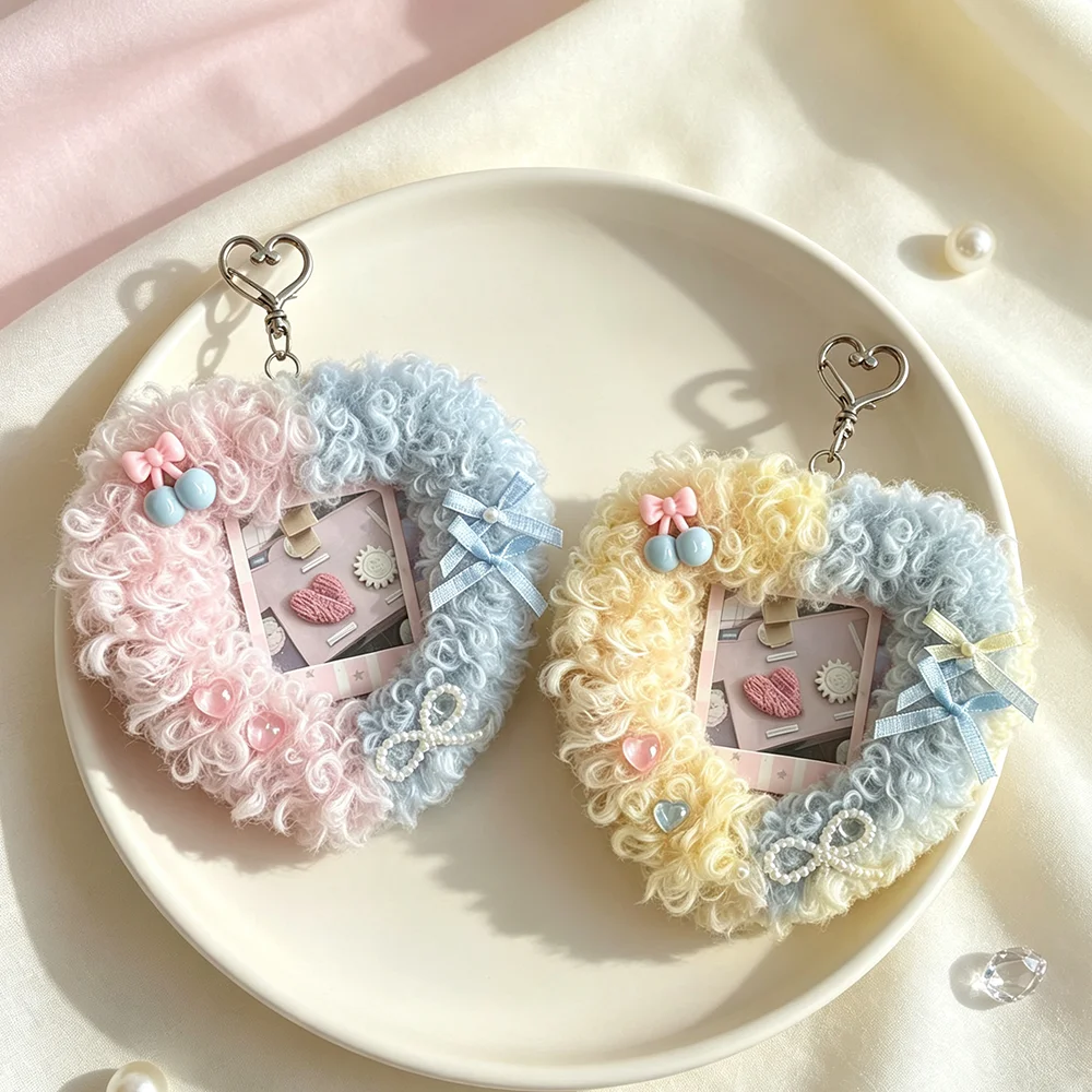 Heart‑shaped Plush Guka Sleeve Holder Diy Hand‑made Lolita Badge Holder Cute Merchandise Display Bag Charm