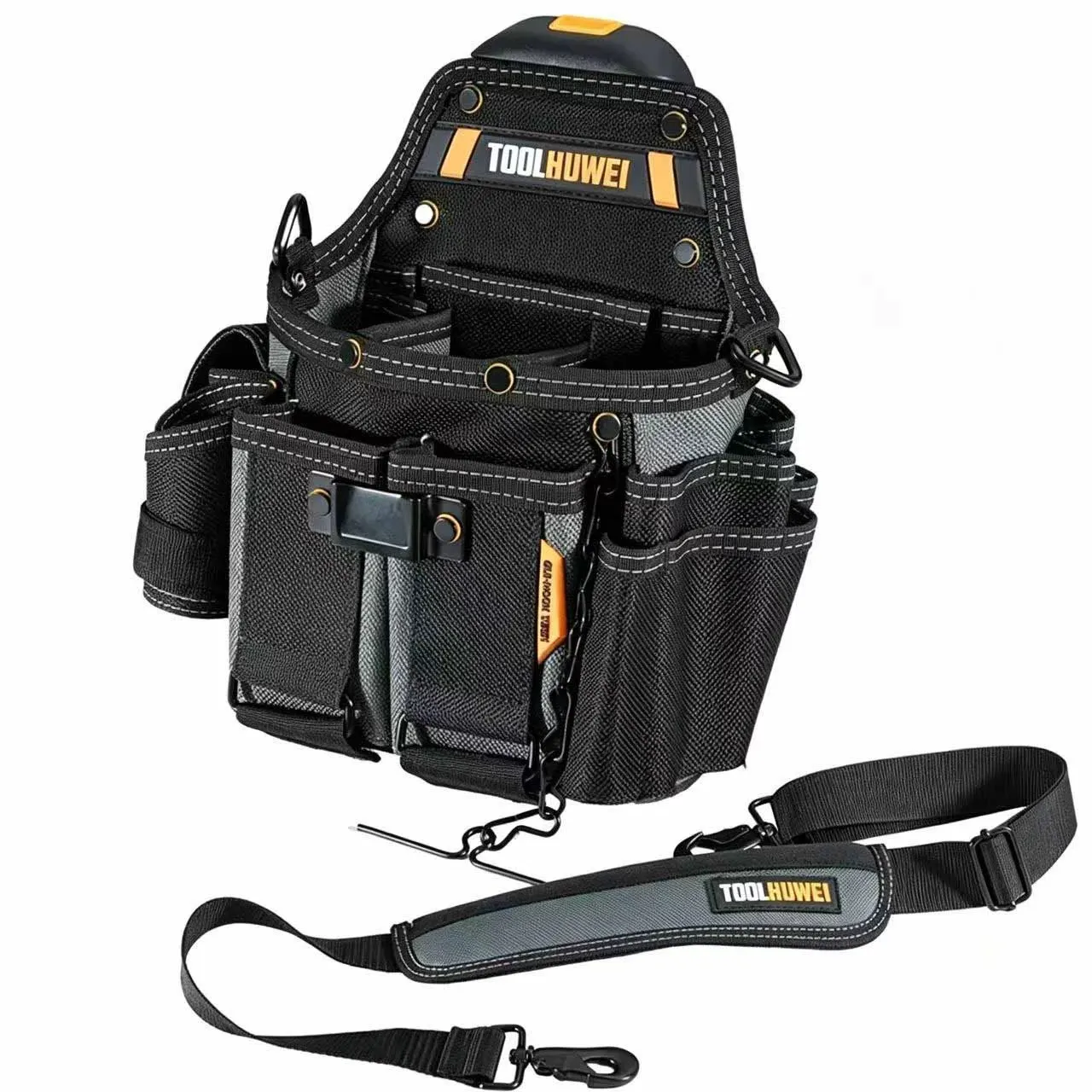 TOOLHUWEI Master Electrician Pouch Quick Lock Multifunctional Waist Shoulder Pack Large Capacity Repair Bag