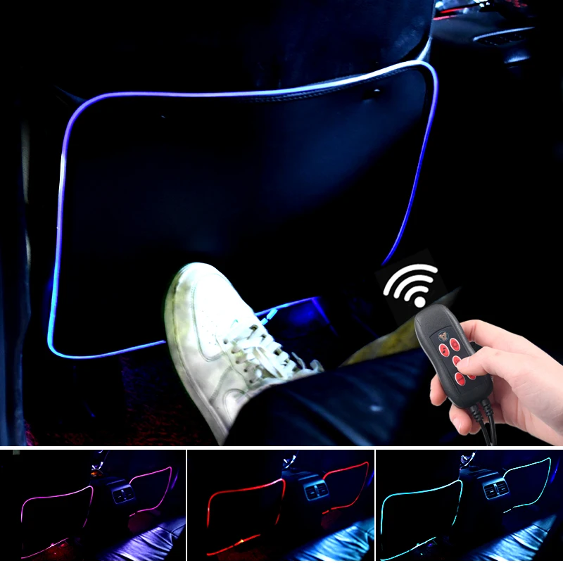 

2pc PU Leather Car Seat Back Protection Pad With Voice Control USB Ambient Light Child Anti Kick Mat Interior Styling Accessorie