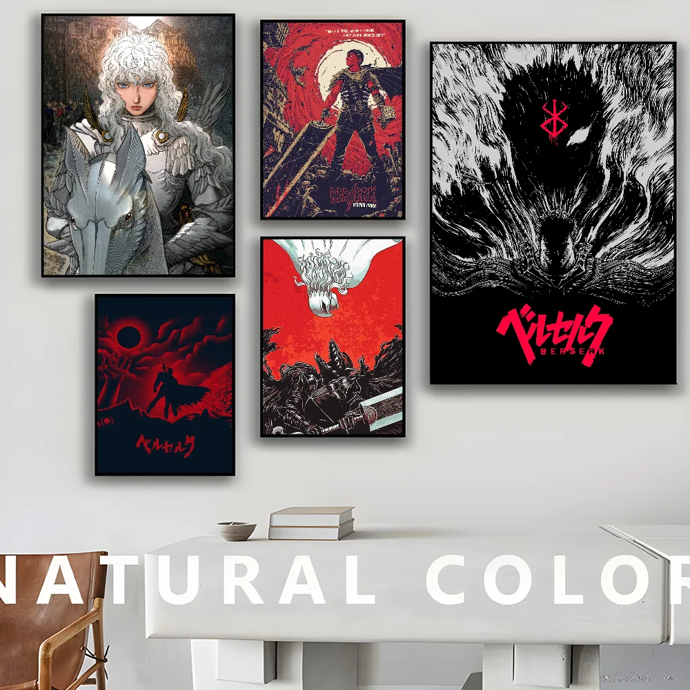 Affiches de films classiques d'anime japonais Berserk, affiche de qualité HD, peinture d'art mural, étude, décoration d'intérieur nordique