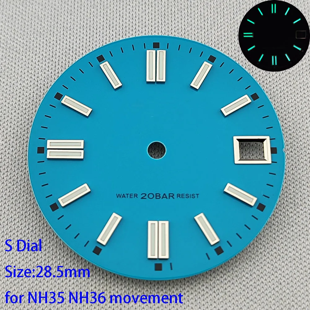 28.5mm NH35 dial S dial High Quality Sweet Candy dial Luminous dial suitable for NH35 NH36 movement watch accessories