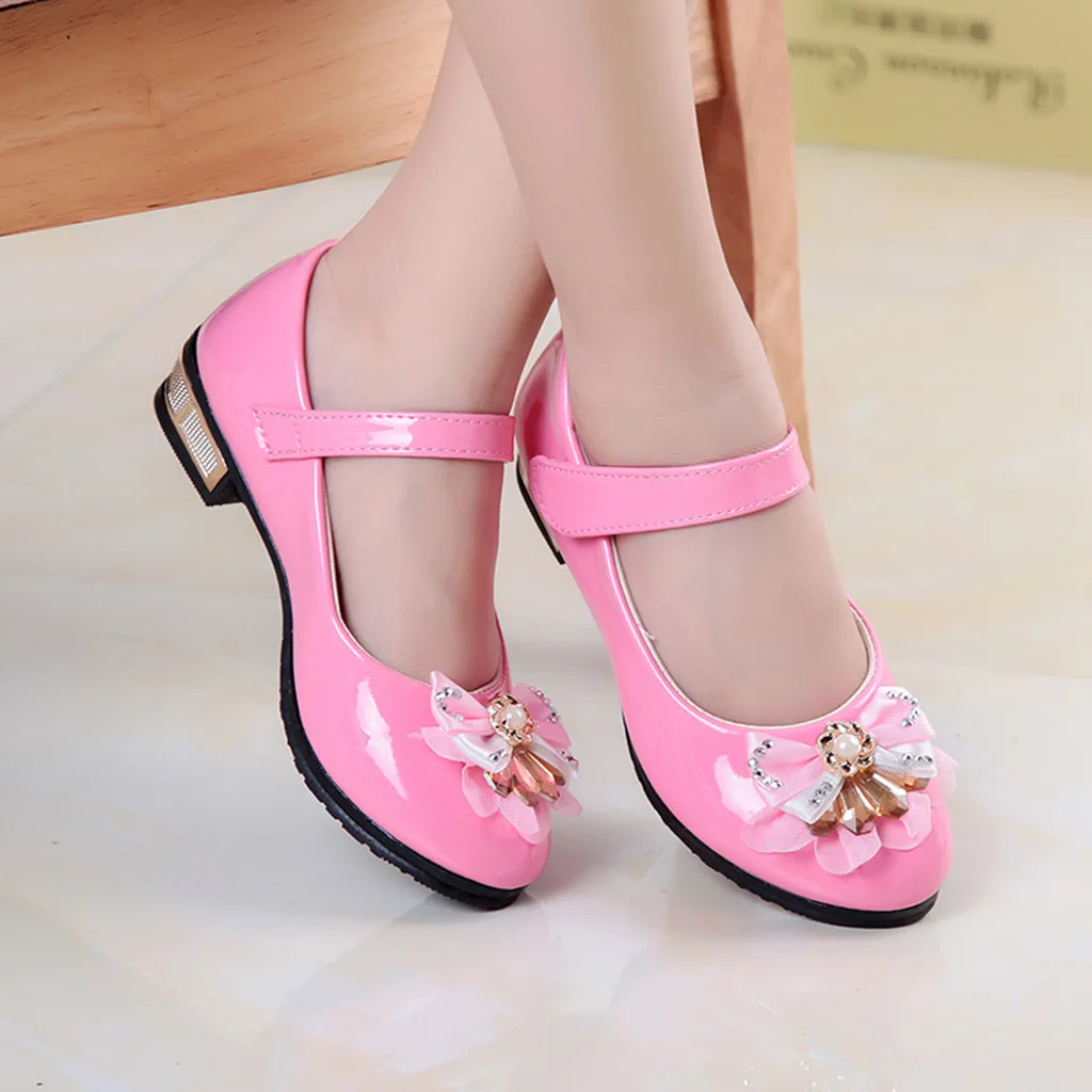 Girls Cute Sequins Bow Sandals Princess Shoes Solid Colour Fashion Glossy Sandals Single Shoes Comfort Breathable Casual Shoes