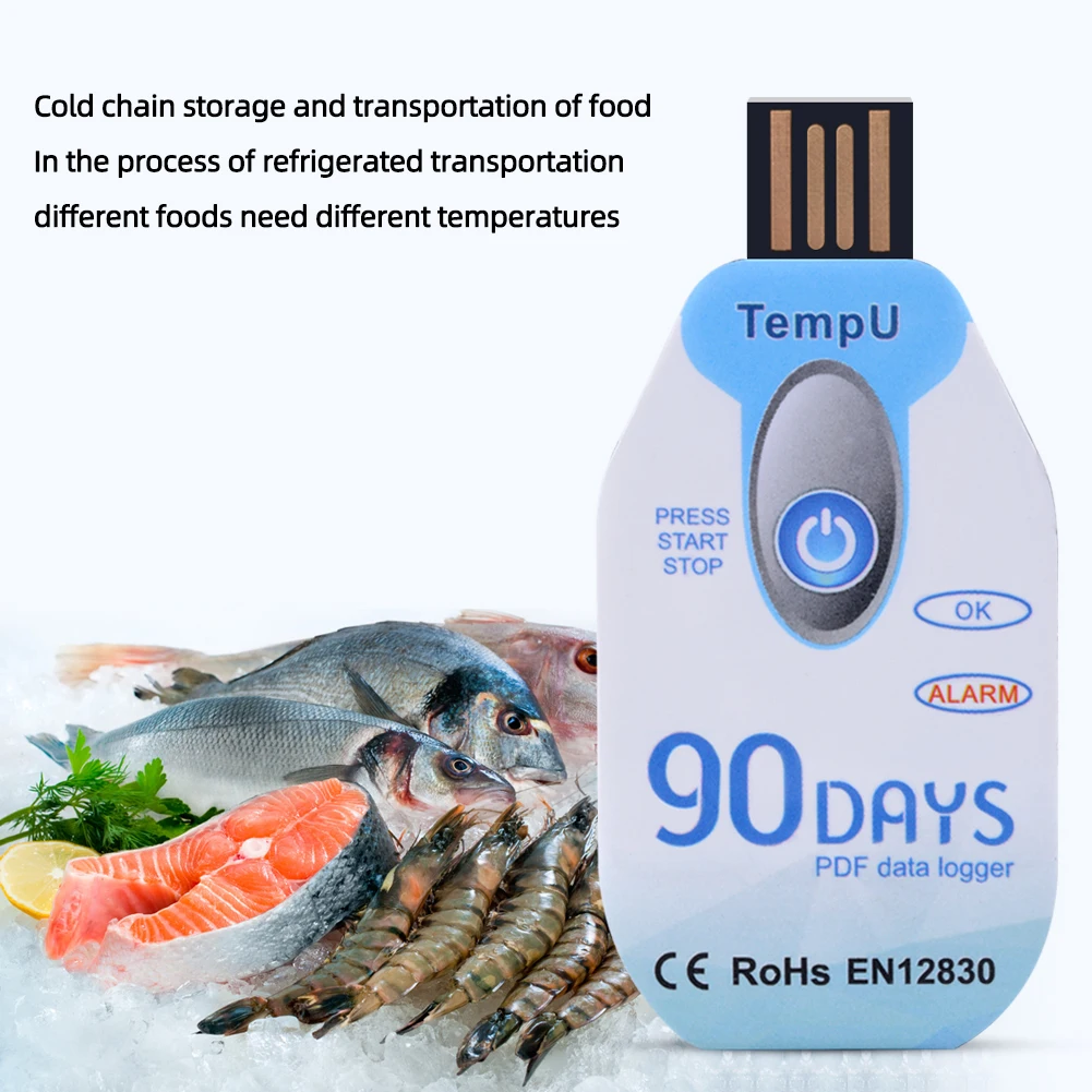 Mini USB Temperature Logger Thermometer Data Recorder IP67 Waterproof PDF Report Alarm for Refrigerator Cold Chain Transport