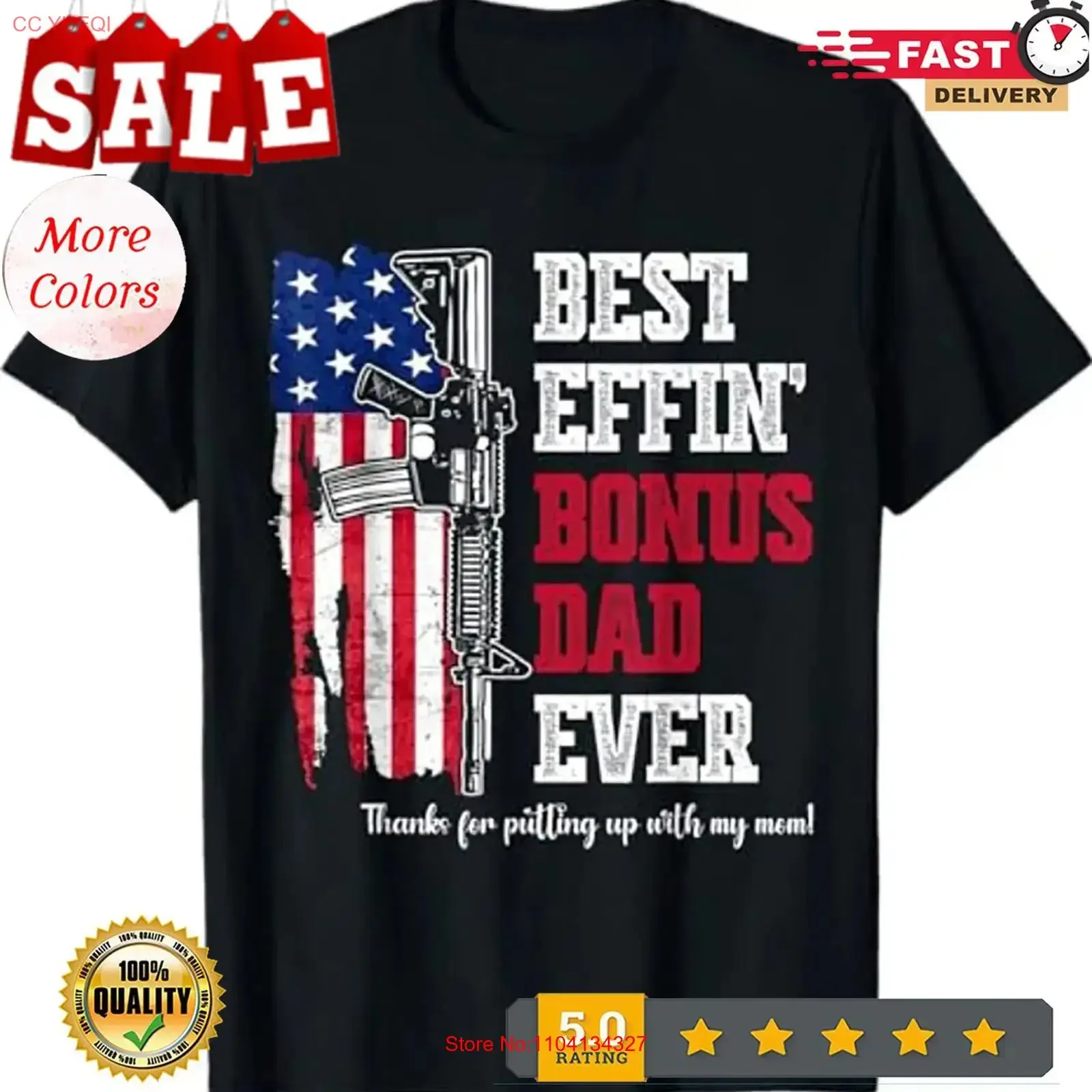 Best Effin' Bonus Dad Ever T Shirt vintage Washed streetwear Casual graphic designer clothes Breathable homme fashion