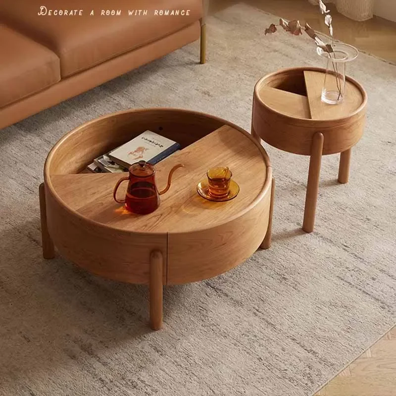

Aesthetic Cute Coffee Table Wood Storage Computer Unique Mini Living Room Side Table Unique Nordic Round Luxury Trendy Furniture
