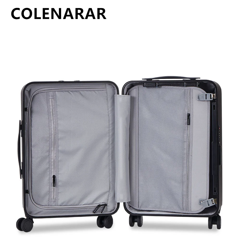 COLENARA 캐빈 가방 전면 개방 탑승 상자 USB 충전 트롤리 케이스 18 "20" 22 "24" 26 "28 인치 대용량 수하물