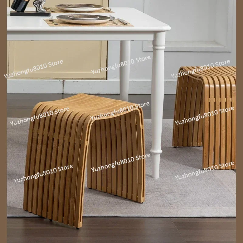 

Modern Simple Bamboo Furniture - Living Room Dining Stool Strong Durable Shoe Changing Dressing Chair for Home Casual