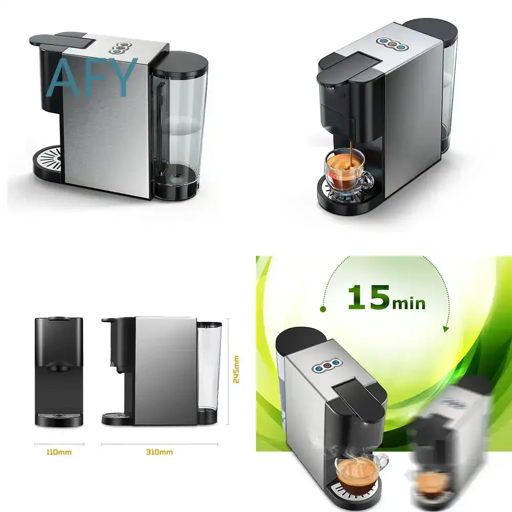 Cafetera para Dolce Gusto Nespresso, Compatible con Cápsulas ESE y Café Molido, 5 en 1, Espresso Caliente y Frío, 19 Bares de Presión, Espumador de Leche