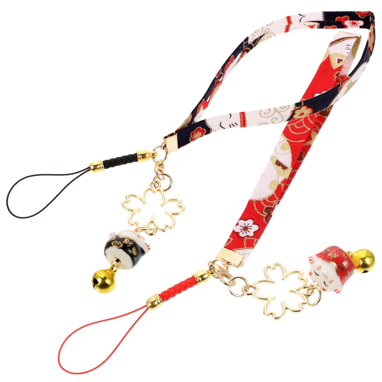 

2Pcs Charm Bell Strap lost Keychain Wrist Rope Decor Hanging Strap Lanyard Cat Charm
