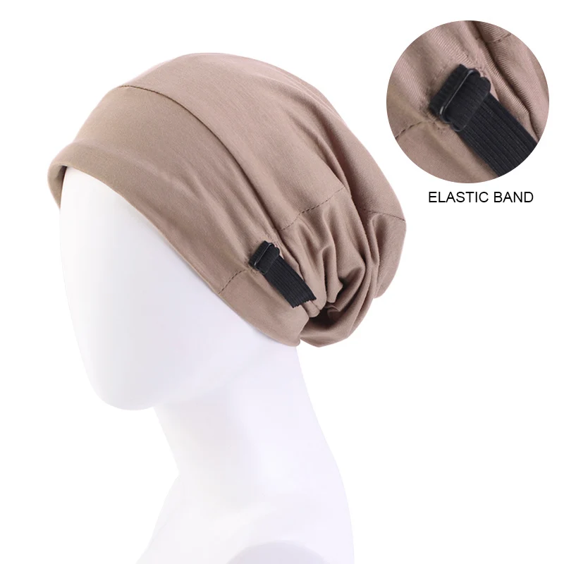 New Cotton Baggy Hat Double Layer Satin Lining Night Sleep Cap Ladies Elastic Adjustable Beanie Headwrap Hair Care Chemo Cap