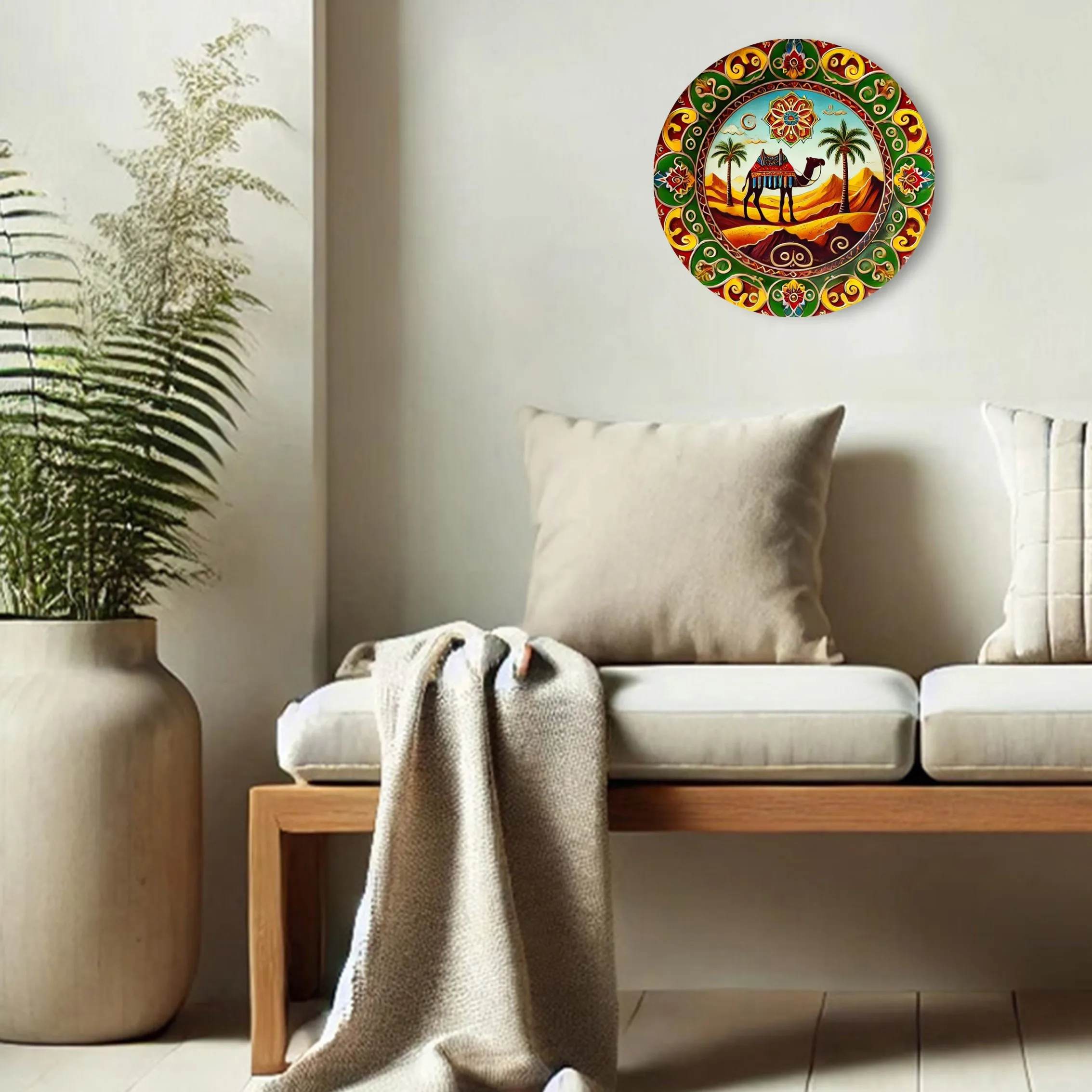 CIFBUY Vintage Aluminum Wall Art Waterproof Durable Moroccan Desert Camel Decor for Indoor Outdoor Home Cafe Office Patio