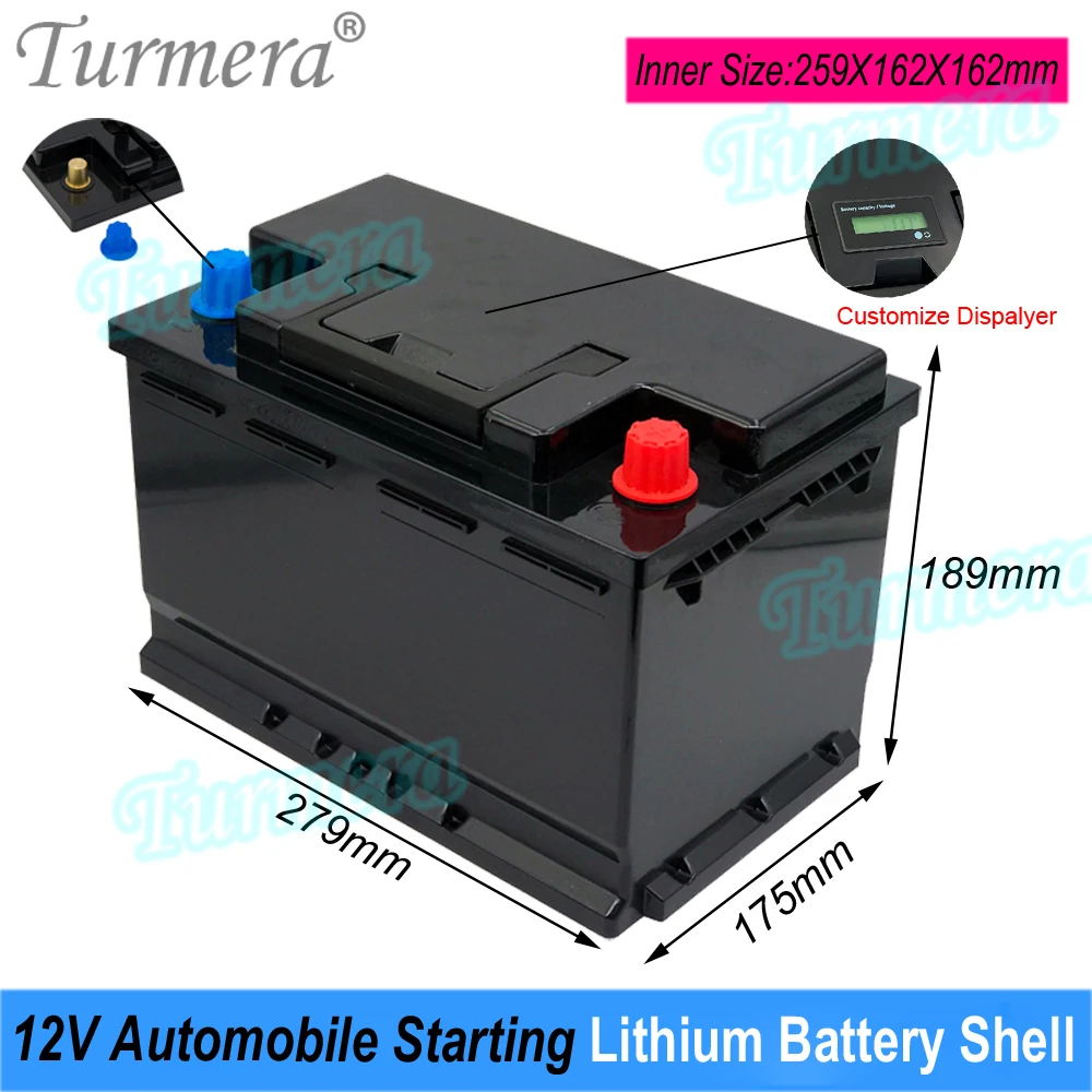 Turmera 12V Car Battery Box 57217 Series Automobile Starting Lithium Batteries Shell for AGM H6-70 57069 Replace Lead-Acid Use