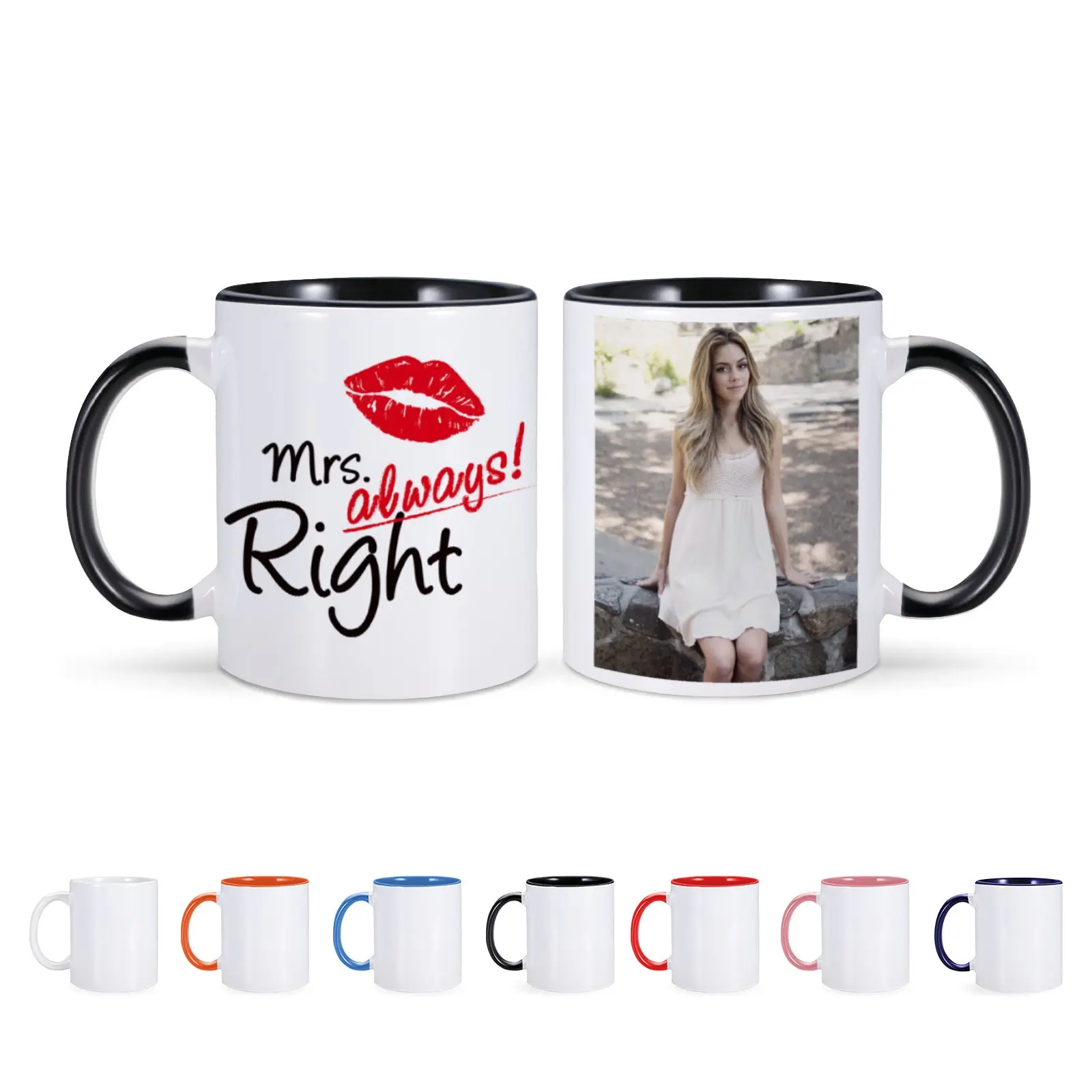 Custom Photo Mugs with Lover Picture Ceramic Coffee Tea Cup Mrs Mrs Always Right Cups Breakfast Mug Valentine's Day Gift