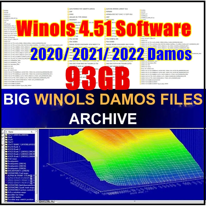 

93GB WINOLS DAMOS Big Archive Damos Mappacks for Winols Software BIG PACK Package Chip Tuning Maps All data maps file