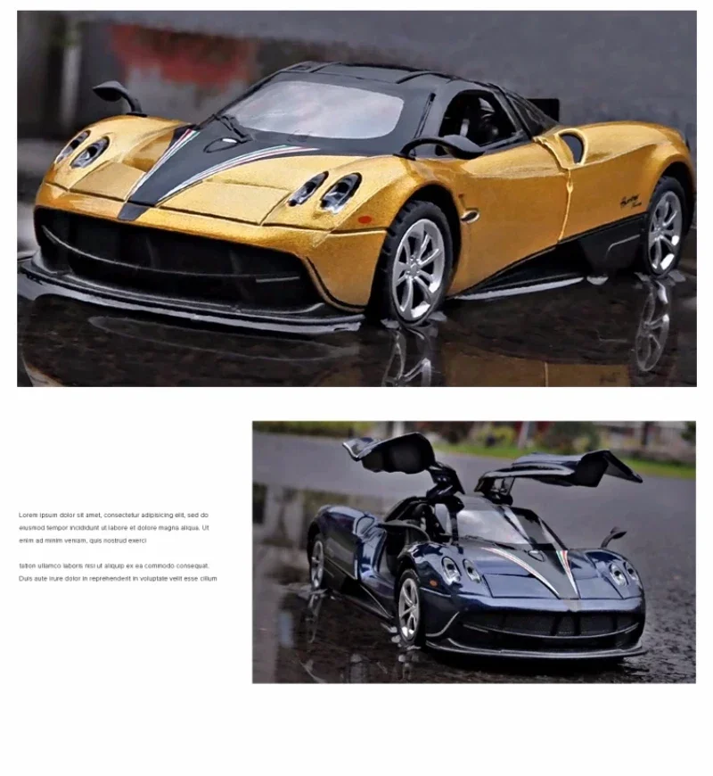 

1:36 Pagani Huayra Dinastia Alloy Sports Car Model Diecast Metal Toy Car Model Simulation Sound Light Collection Children Gift