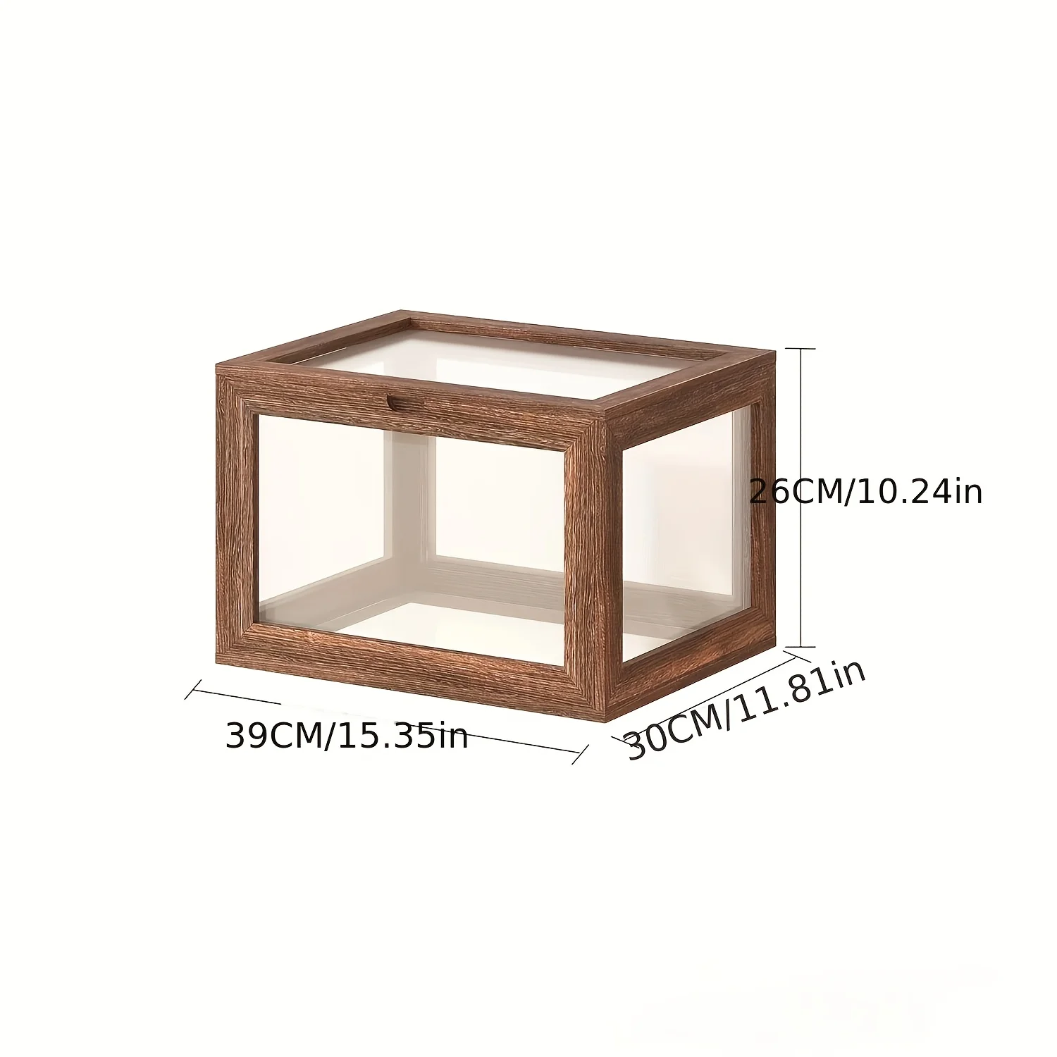 Wooden Stackable Display Case Transparent Shoe Storage Box for Sneakers and Collectibles, Baskets Home Organization