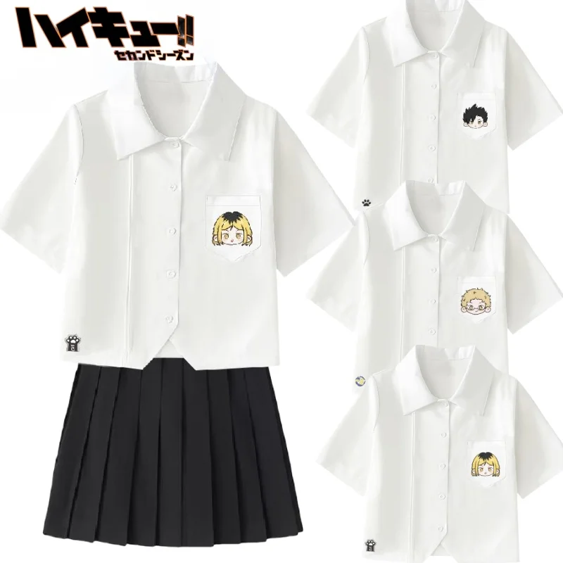 

New Haikyuu!! JK Uniform Set Cartoon Kozume Kenma Short Sleeve Shirt Short Skirt Everyday Suit Holiday Gifts for Girls