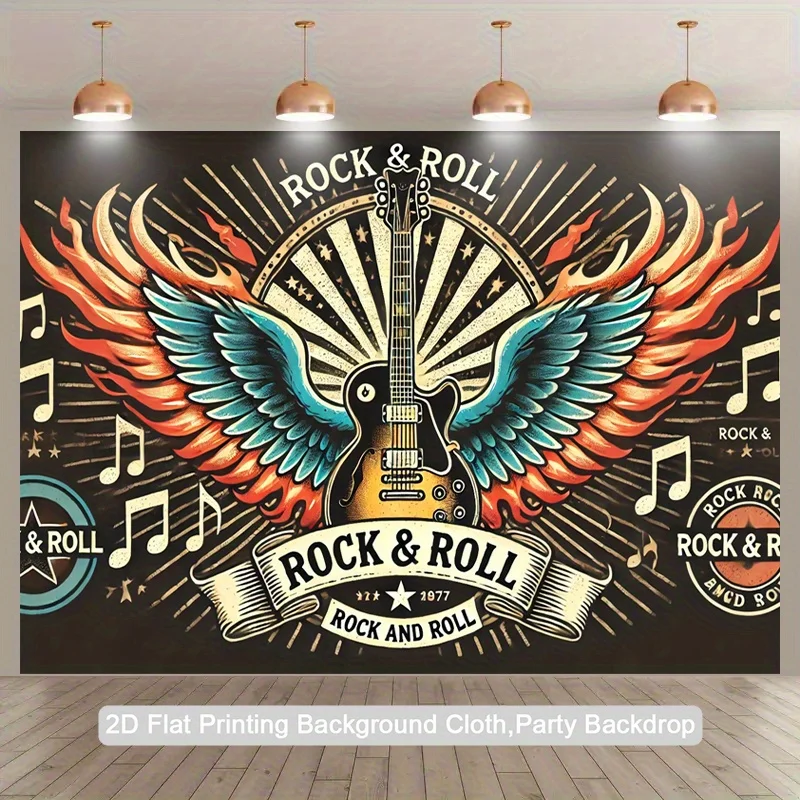 Vintage Rock and Roll Music Guitar Tapestry Wall Decor Backdrop for Party Home Art Concert Style Sleeper Room Decoration Print