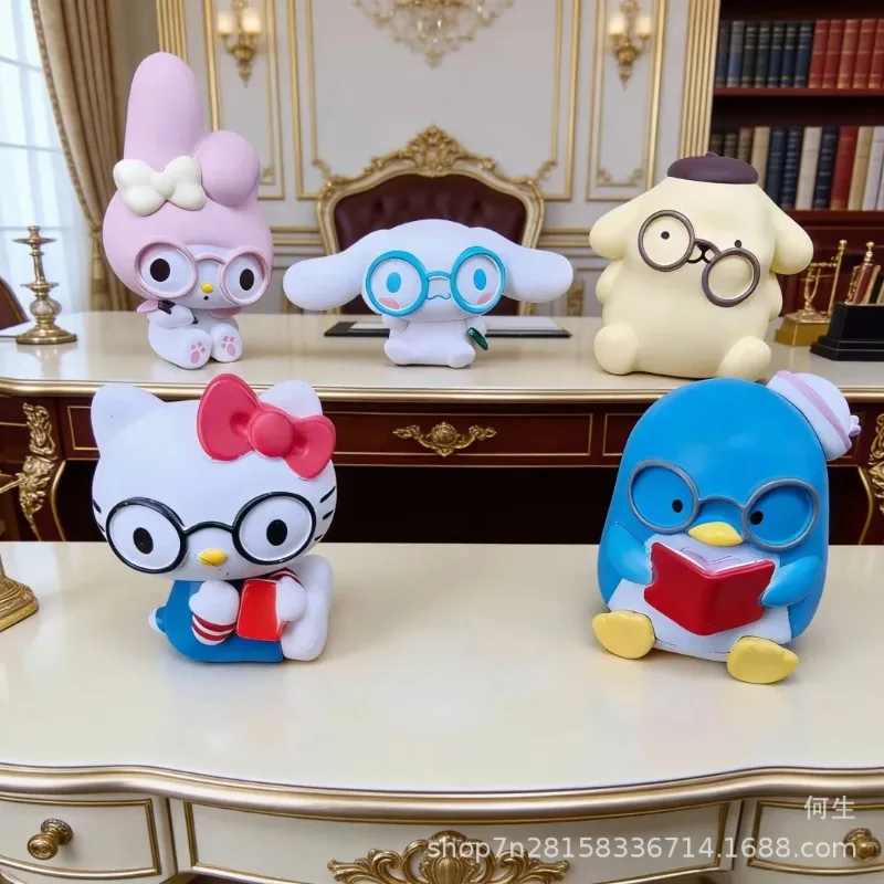 

Sanrio Hello Kitty Pompom Purin Cinnamoroll Mymelody Anime Figures Blind Box Toys Wear Glasses Series Collection Ornaments Gifts