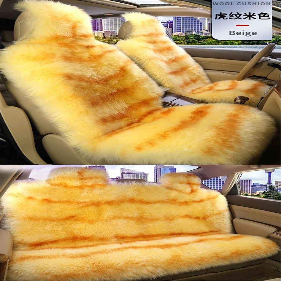 3pcs Natural Genuine Sheepskin Car Seat Covers Full Set Auto Fur Seat Cover For Cars Car Accessories Cushion Universal