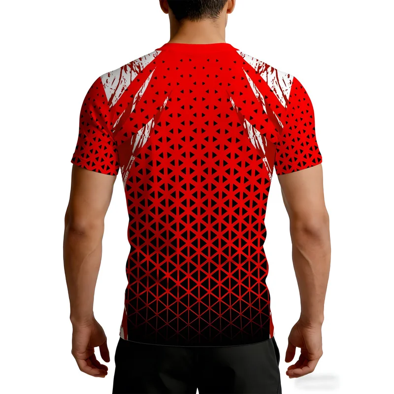 Men's Body Hugging Printed Compression Base Layer Short Sleeve Crew Neck Breathable Quick Dry Fitness Training Casual Sportswear